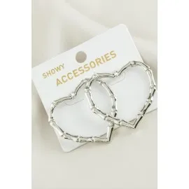 Kalp Trend Metal Küpe-Gümüş Rengi