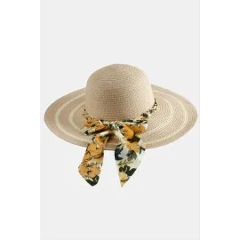 Fiyong Zincir Örgülü Hasır Şapka-Pudra Rengi