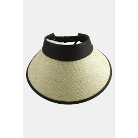 Kasketli Hasır Plaj Şapkası-Krem