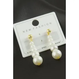 Yuvarlak İnci Küpe-Sarı