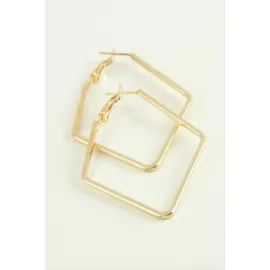 Dörtgen Halka Küpe 7 cm-Sarı