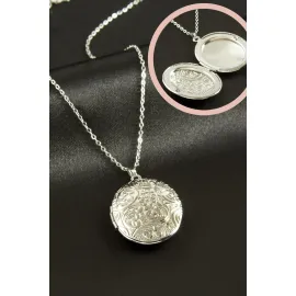 Oval Kapaklı Çelik Kolye-Sarı