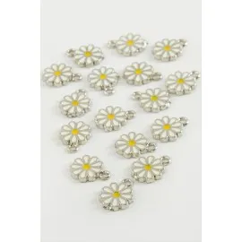 Papatya Tek Kulplu Mineli Bileklik Ve Kolye Ucu Aparatı 1 Adet-Gümüş Rengi