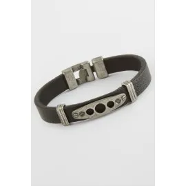 Noktalı Kaliteli Suni Deri Bileklik-Siyah