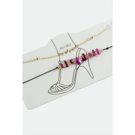 2 Adet Kırık Doğaltaşlı Zincir Halhal-Pembe