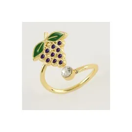 Üzüm Mineli Taşlı Eklem Yüzük 1 Adet-Sarı