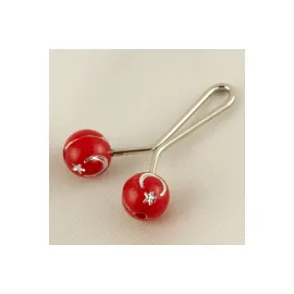 Ay Yıldız Figürlü Yuvarlak Klipsi Firkete-Kırmızı