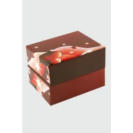 Kalp Desenli Saat Kutusu-Kırmızı