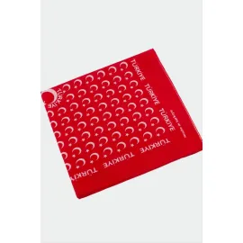Ay Yıldız Desenli Bandana 50X50-Kırmızı