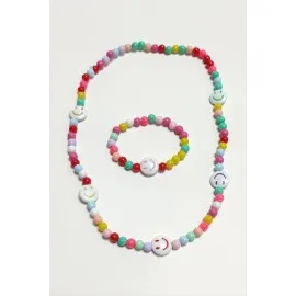 Emoji Boncuk Çocuk Set Kolye-Renkli