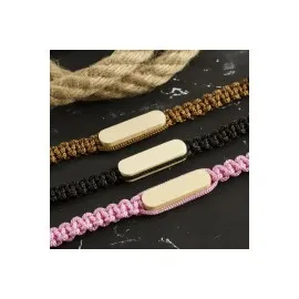 Ahşap Makrome Örgülü Bileklik-Mavi