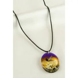 Deniz Kızı Oval Epoksi Kolye-Mor