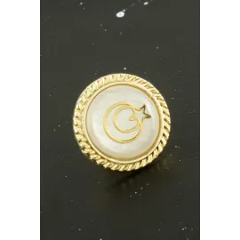 Ay Yıldız Sedef Yaka Rozet-Sarı