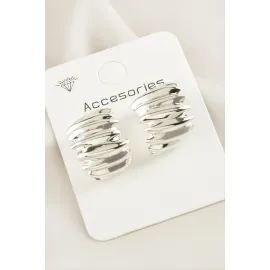 Burgulu Yeni Sezon Metal Küpe-Gümüş Rengi