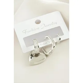 3 Adet Kalp Zirkon Taşlı Küpe-Sarı