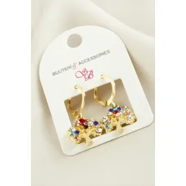 Hayat Ağacı Taşlı Küpe-Sarı