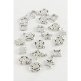 Karışık Tek Kulplu Metal Bileklik Ve Kolye Ucu Aparatı 1 Adet-Gümüş Rengi