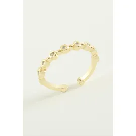 Yuvarlak Zirkon Taşlı Yüzük-Gümüş Rengi