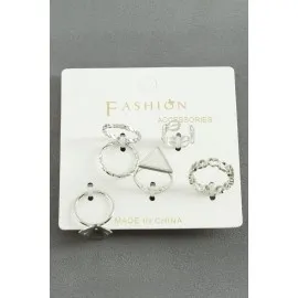 5 Adet Karışık Lüks Eklem Yüzük-Gümüş Rengi