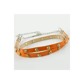 Klasik Deri Taşlı Kemer-Turuncu