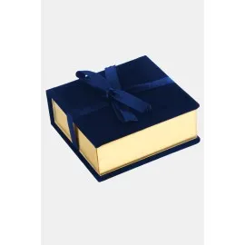 Kurdale Kadife Ahşap Lüx Kelepçe Bileklik Kutusu-Lacivert