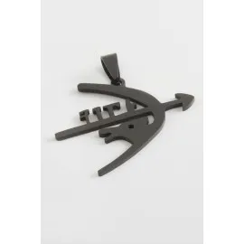 Ok Yay Çelik Kolye Ucu 4 Cm-Siyah