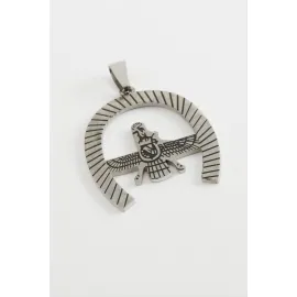 Kanat Çelik Kolye Ucu 3,5 cm-Gümüş Rengi