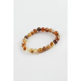 Çocuk Akik Doğaltaş Bileklik 6 Mm-Kahverengi