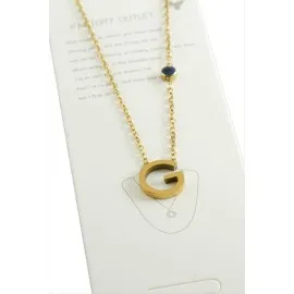 Sarı Renkli Harfli Çelik Kolye-G