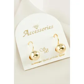 Top Metal Klipsi Küpe-Sarı