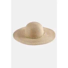 Örgülü Hasır Şapka-Pudra Rengi