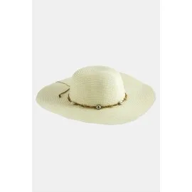 Göz Örme Zincir Hasır Şapka-Krem