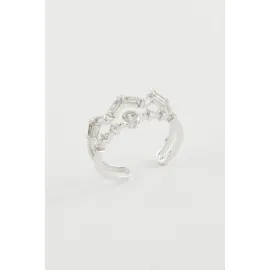 Zikzak Zirkon Taşlı Yüzük-Sarı