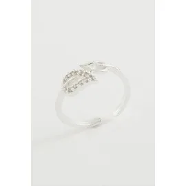 Yaprak Zirkon Taşlı Yüzük-Gümüş Rengi