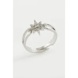 Şimşek Zirkon Taşlı Yüzük-Gümüş Rengi