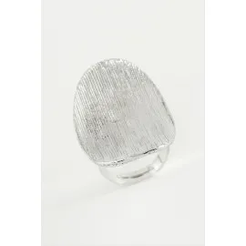 Oval Metal Yüzük-Gümüş Rengi