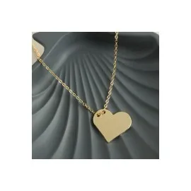 Kalp İsim Yazılabilir Boş Plaka Kolye-Sarı