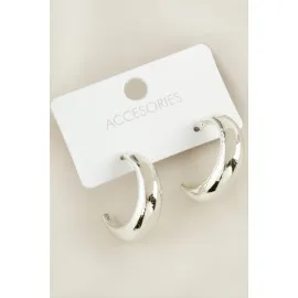 Hilal Yeni Sezon Metal Küpe-Gümüş Rengi