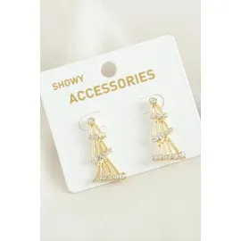 Kule Trend Taşlı Küpe-Sarı