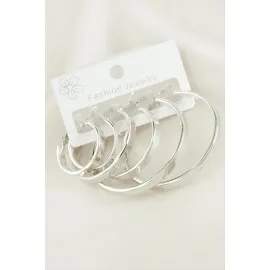 6 Adet Ezme Halka Küpe-Gümüş Rengi