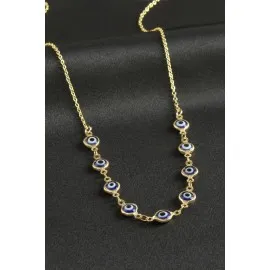 Nazarlı Mineli Kolye-Mavi