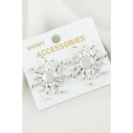 Güneş Metal Küpe-Gümüş Rengi