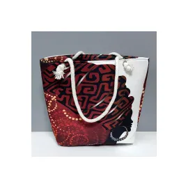 Labirent Desenli Plaj Çantası-Kiremit