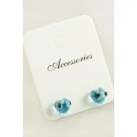 Penguen Cam Küpe-Açık Mavi