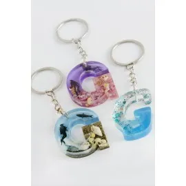 G Harfli Epoksi Anahtarlık-Renkli