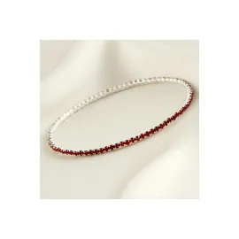 2 mm Minik Şerit Taşlı Suyolu Bileklik-Kırmızı