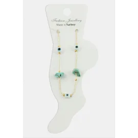 Nazar Göz Kırık Doğaltaşlı Halhal-Turkuaz