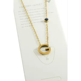 Sarı Renkli Harfli Çelik Kolye-G