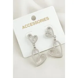 Kalp Yeni Sezon Metal Küpe-Gümüş Rengi