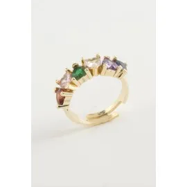 Kalp Zirkon Taşlı Yüzük-Sarı